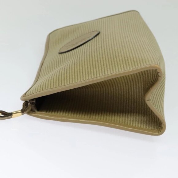 SAINT LAURENT Clutch Bag Canvas PVC Beige Gold Auth BA3959 - Picture 3 of 16